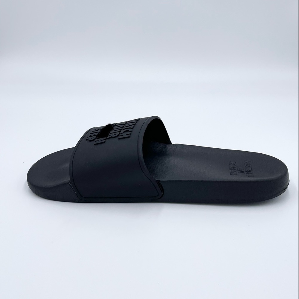 Linda Finegold Alf - Watch Your F’n Step Mens Black Slip On Slides Sandal Sz 8 - Picture 7 of 11